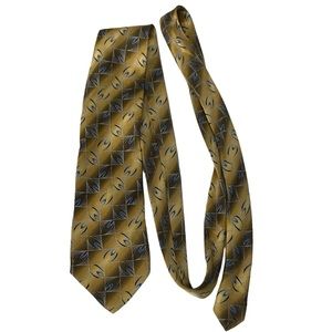 Jos. A. Bank XL Silk Tie Gold with Blue Gray design 3.5” Wide and 62” Long